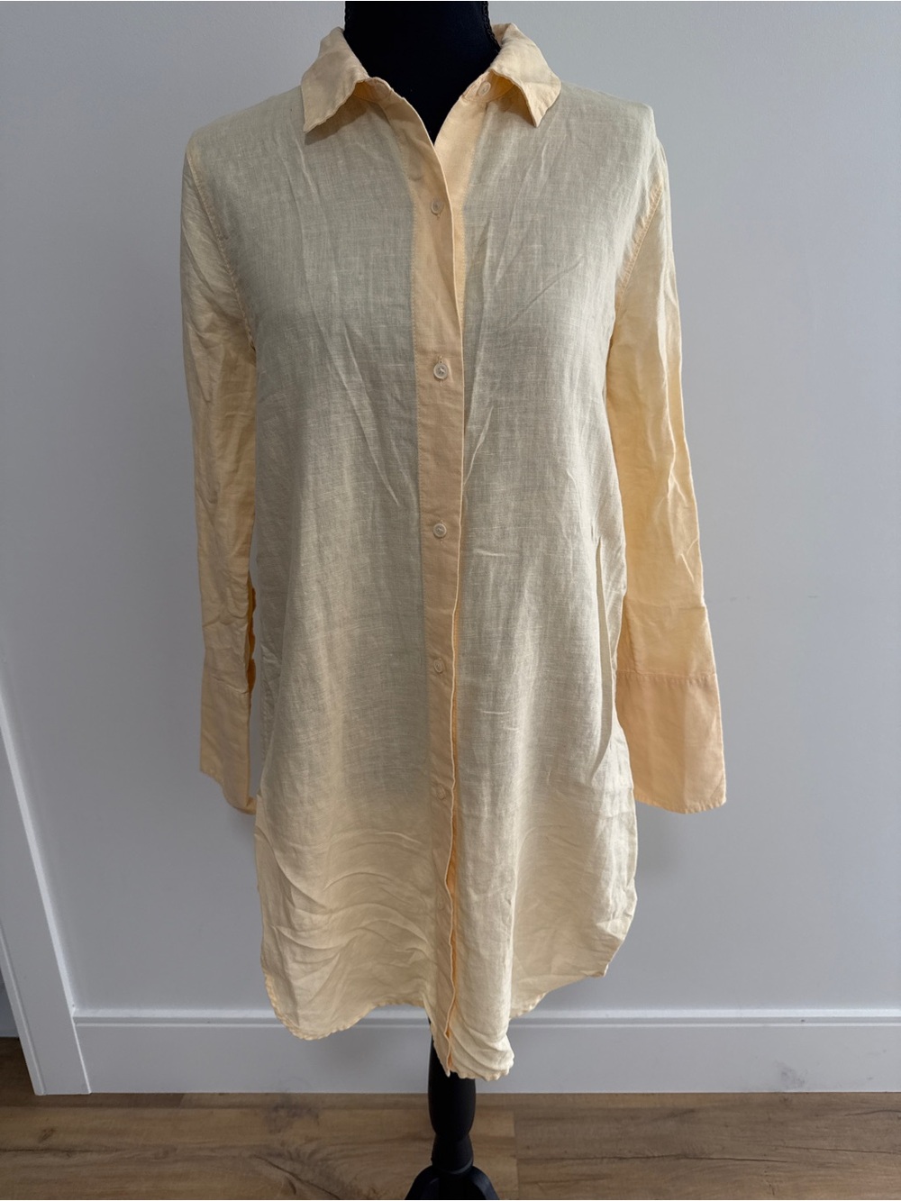 J.Crew Cotton Linen Beach Shirt XS Soft Yellow Button Front Swim Cover Up Resort